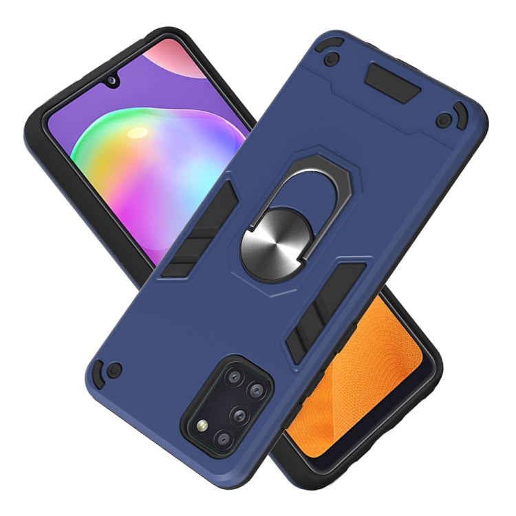 For Samsung Galaxy A31 2 in 1 Armour Series PC + TPU Protective Case with Ring Holder(Royal Blue)