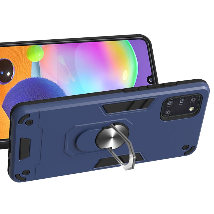 For Samsung Galaxy A31 2 in 1 Armour Series PC + TPU Protective Case with Ring Holder(Royal Blue)