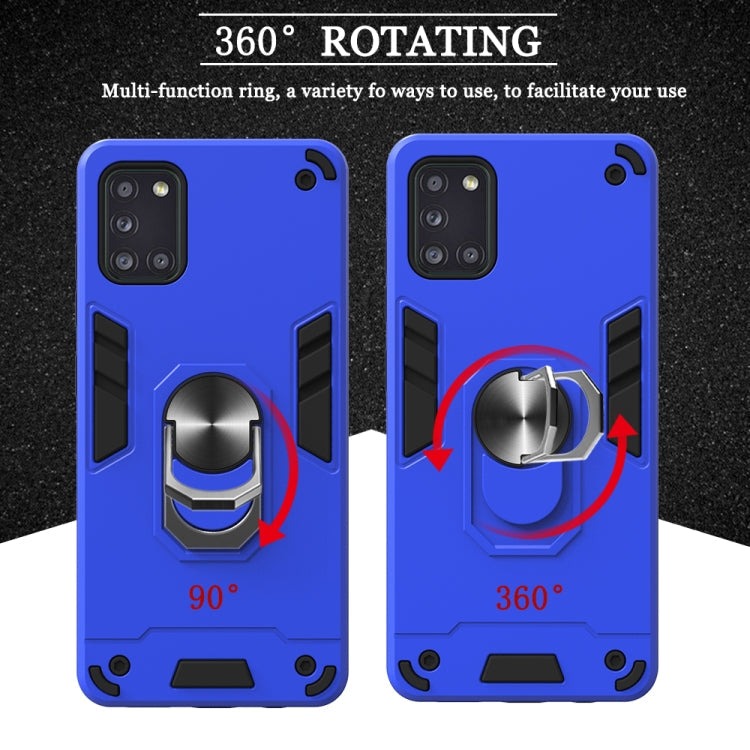 For Samsung Galaxy A31 2 in 1 Armour Series PC + TPU Protective Case with Ring Holder(Royal Blue)