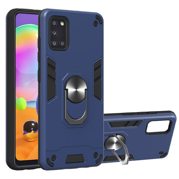 For Samsung Galaxy A31 2 in 1 Armour Series PC + TPU Protective Case with Ring Holder(Royal Blue)