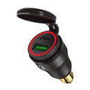 Motorcycle European-style Small-caliber Aluminum Alloy QC 3.0 + PD Fast Charge USB Charger, Shell Color:Black(Red Light)