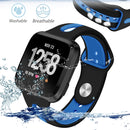For Fitbit Versa 2 / Fitbit Versa / Fitbit Versa Lite Two Colors Silicone Watch Band, Size:S(Black Blue)