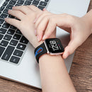 For Fitbit Versa 2 / Fitbit Versa / Fitbit Versa Lite Two Colors Silicone Watch Band, Size:S(Black Blue)