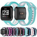 For Fitbit Versa 2 / Fitbit Versa / Fitbit Versa Lite Two Colors Silicone Watch Band, Size:S(Black Blue)