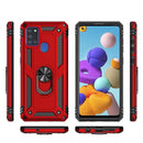 For Samsung Galaxy A21s Shockproof TPU + PC Protective Case with 360 Degree Rotating Holder(Red)