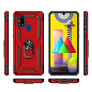 For Samsung Galaxy M31 Shockproof TPU + PC Protective Case with 360 Degree Rotating Holder(Red)