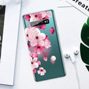 For Samsung Galaxy S10+ Coloured Drawing Pattern Highly Transparent TPU Protective Case(Cherry Blossoms)
