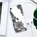 For iPhone SE 2022 / SE 2020 / 8 / 7 Coloured Drawing Pattern Highly Transparent TPU Protective Case(Black Rose)