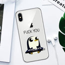 For iPhone X / XS Coloured Drawing Pattern Highly Transparent TPU Protective Case(Penguin)