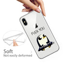 For iPhone X / XS Coloured Drawing Pattern Highly Transparent TPU Protective Case(Penguin)