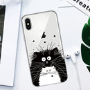 For iPhone X / XS Coloured Drawing Pattern Highly Transparent TPU Protective Case(Black White Rat)