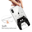 For iPhone X / XS Coloured Drawing Pattern Highly Transparent TPU Protective Case(Black White Rat)