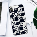 For iPhone X / XS Coloured Drawing Pattern Highly Transparent TPU Protective Case(Black Cat)