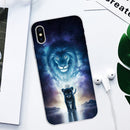 For iPhone X / XS Coloured Drawing Pattern Highly Transparent TPU Protective Case(Lion)