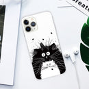 For iPhone 11 Pro Coloured Drawing Pattern Highly Transparent TPU Protective Case(Black White Rat)