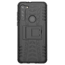 For Motorola Moto G8 Tire Texture Shockproof TPU+PC Protective Case with Holder(Black)