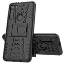 For Motorola Moto G8 Tire Texture Shockproof TPU+PC Protective Case with Holder(Black)
