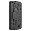 For Motorola Moto G8 Tire Texture Shockproof TPU+PC Protective Case with Holder(Black)