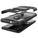 For Motorola Moto G8 Tire Texture Shockproof TPU+PC Protective Case with Holder(Black)
