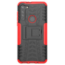 For Motorola Moto G8 Tire Texture Shockproof TPU+PC Protective Case with Holder(Red)
