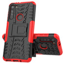 For Motorola Moto G8 Tire Texture Shockproof TPU+PC Protective Case with Holder(Red)