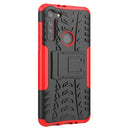 For Motorola Moto G8 Tire Texture Shockproof TPU+PC Protective Case with Holder(Red)