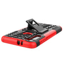 For Motorola Moto G8 Tire Texture Shockproof TPU+PC Protective Case with Holder(Red)