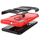 For Motorola Moto G8 Tire Texture Shockproof TPU+PC Protective Case with Holder(Red)