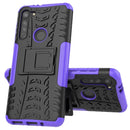 For Motorola Moto G8 Tire Texture Shockproof TPU+PC Protective Case with Holder(Purple)