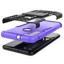 For Motorola Moto G8 Tire Texture Shockproof TPU+PC Protective Case with Holder(Purple)