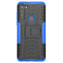 For Motorola Moto G8 Tire Texture Shockproof TPU+PC Protective Case with Holder(Blue)