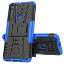 For Motorola Moto G8 Tire Texture Shockproof TPU+PC Protective Case with Holder(Blue)