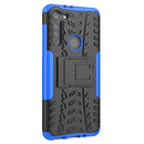 For Motorola Moto G8 Tire Texture Shockproof TPU+PC Protective Case with Holder(Blue)