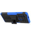 For Motorola Moto G8 Tire Texture Shockproof TPU+PC Protective Case with Holder(Blue)