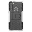 For Motorola Moto G8 Tire Texture Shockproof TPU+PC Protective Case with Holder(White)