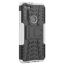 For Motorola Moto G8 Tire Texture Shockproof TPU+PC Protective Case with Holder(White)