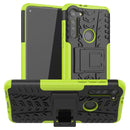 For Motorola Moto G8 Tire Texture Shockproof TPU+PC Protective Case with Holder(Green)