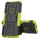 For Motorola Moto G8 Tire Texture Shockproof TPU+PC Protective Case with Holder(Green)