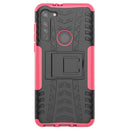 For Motorola Moto G8 Tire Texture Shockproof TPU+PC Protective Case with Holder(Pink)