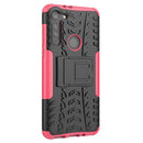 For Motorola Moto G8 Tire Texture Shockproof TPU+PC Protective Case with Holder(Pink)