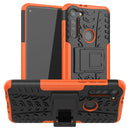 For Motorola Moto G8 Tire Texture Shockproof TPU+PC Protective Case with Holder(Orange)