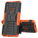 For Motorola Moto G8 Tire Texture Shockproof TPU+PC Protective Case with Holder(Orange)