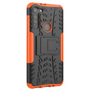 For Motorola Moto G8 Tire Texture Shockproof TPU+PC Protective Case with Holder(Orange)