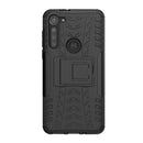 For Motorola Moto G8 Power Tire Texture Shockproof TPU+PC Protective Case with Holder(Black)