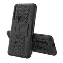 For Motorola Moto G8 Power Tire Texture Shockproof TPU+PC Protective Case with Holder(Black)