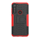 For Motorola Moto G8 Power Tire Texture Shockproof TPU+PC Protective Case with Holder(Red)