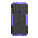 For Motorola Moto G8 Power Tire Texture Shockproof TPU+PC Protective Case with Holder(Purple)
