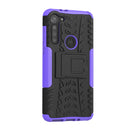 For Motorola Moto G8 Power Tire Texture Shockproof TPU+PC Protective Case with Holder(Purple)