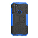 For Motorola Moto G8 Power Tire Texture Shockproof TPU+PC Protective Case with Holder(Blue)