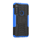 For Motorola Moto G8 Power Tire Texture Shockproof TPU+PC Protective Case with Holder(Blue)